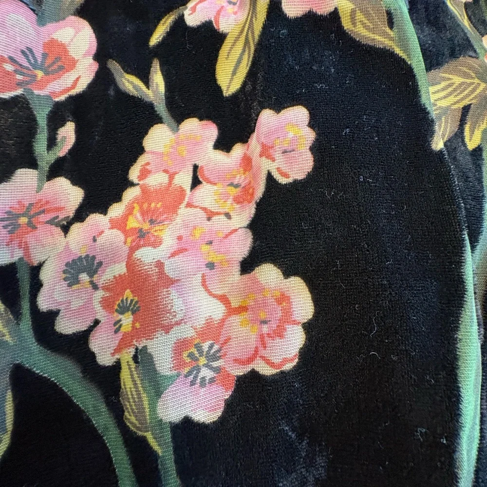 Anthropologie Eri + Ali Black Velvet Floral Burnout Midi Dress Size 2